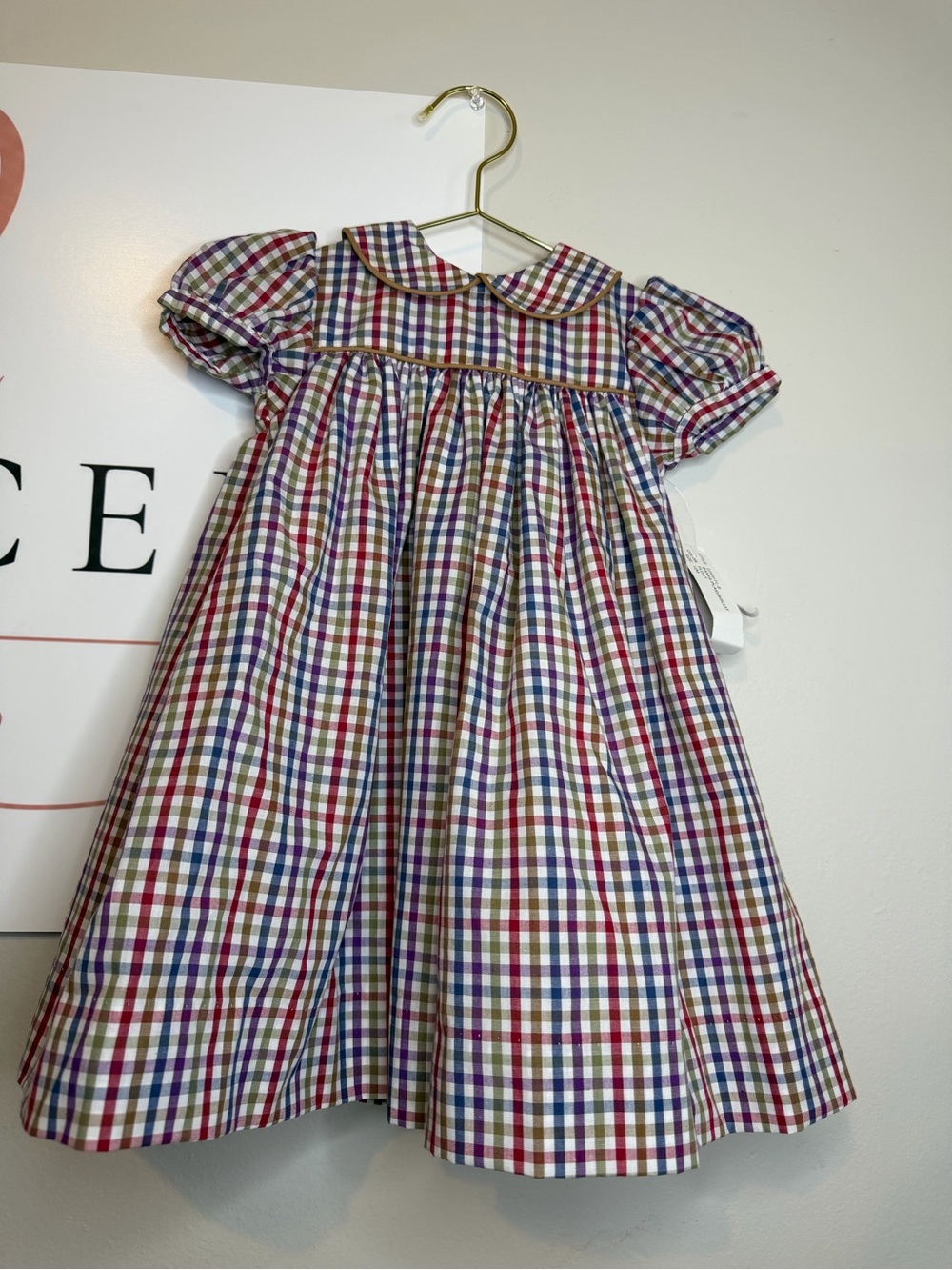 Classic Plaid Peter Pan Collar Kids Dress - Multicolor